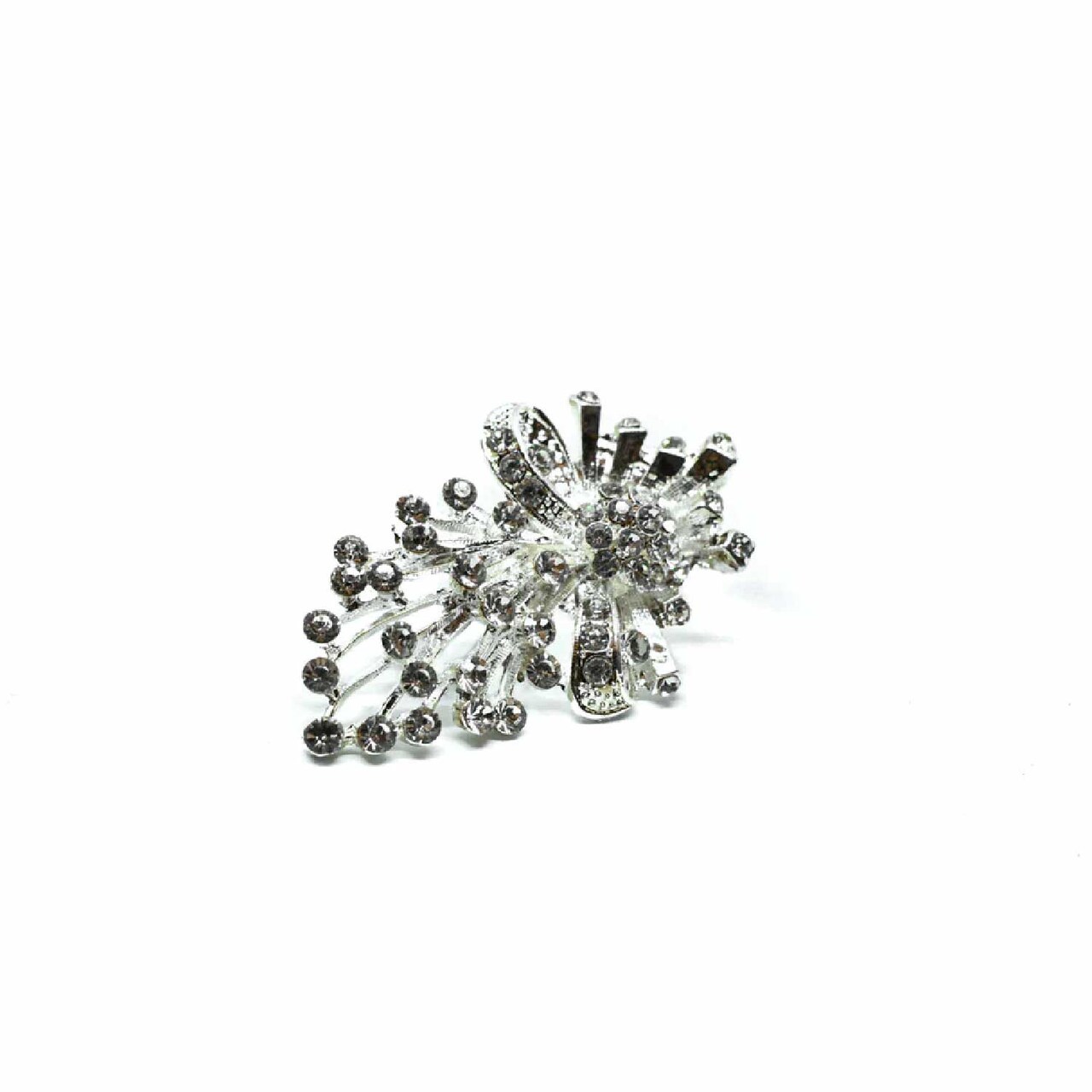 Vintage Style Rhinestone Crystal Brooch Pin For Bridal Weddings Crafts 2 3/4 Inch X 1 3/4 Inch